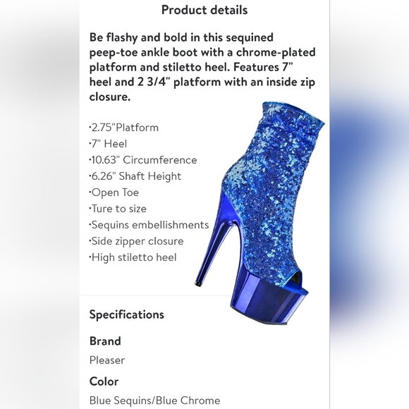 Pleaser Size 8 Adore Ankle Boots Blue Sequins Blue Chrome worn Dancer Shoes GUC - Picture 11 of 16